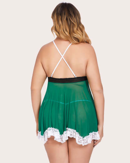 Plus Size Lingerie Set Santa Babydoll