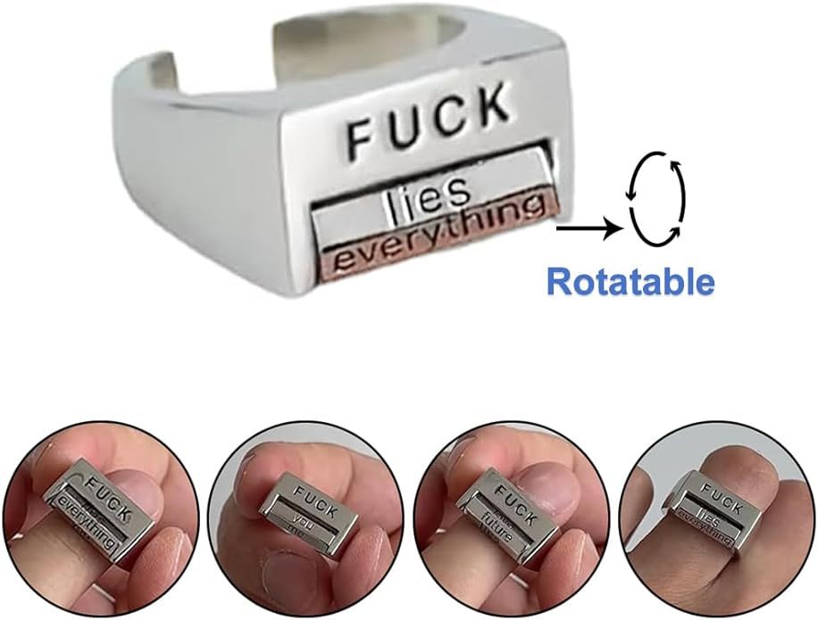 Fu*K Cre*Ring: Rotatable Inspirational Ring - Fidget Spinner for Anxiety, Unisex Gift