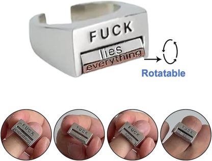Fu*K Cre*Ring: Rotatable Inspirational Ring - Fidget Spinner for Anxiety, Unisex Gift