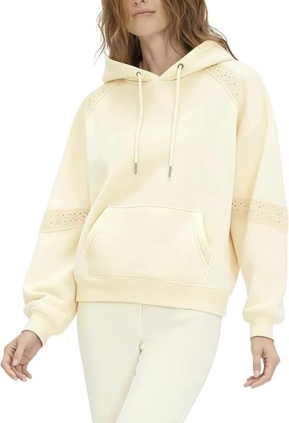 Women’s Oversized Hoodie Lace Patchwork Sweatshirt Long Sleeve Pullover Tops Fall Fashion Outfits