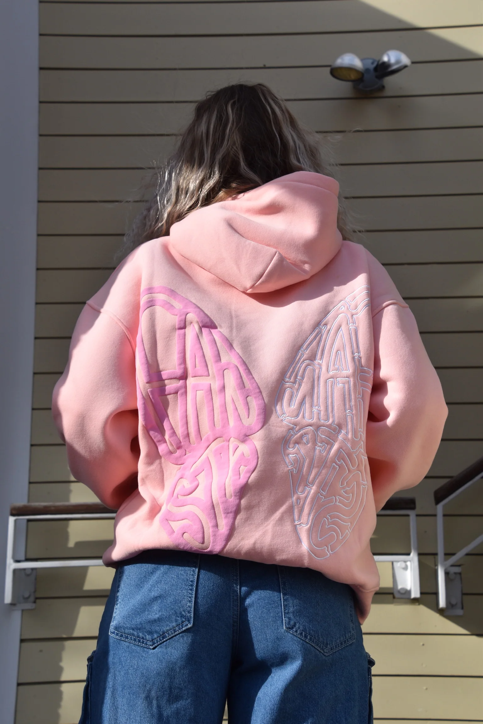 Women's Casual Long Sleeve Pink Butterfly Hoodie Sweatshirt