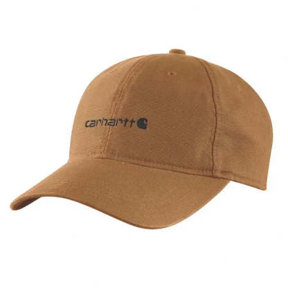 Canvas Embroidered Graphic Cap Brown