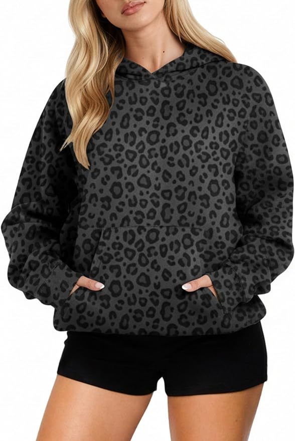 Women Polka Dot Hoodie Oversized Fleece Hooded Sweatshirt