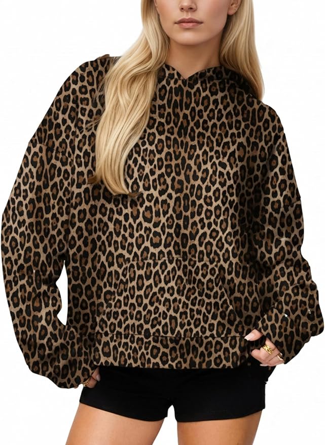 Women Polka Dot Hoodie Oversized Fleece Hooded Sweatshirt