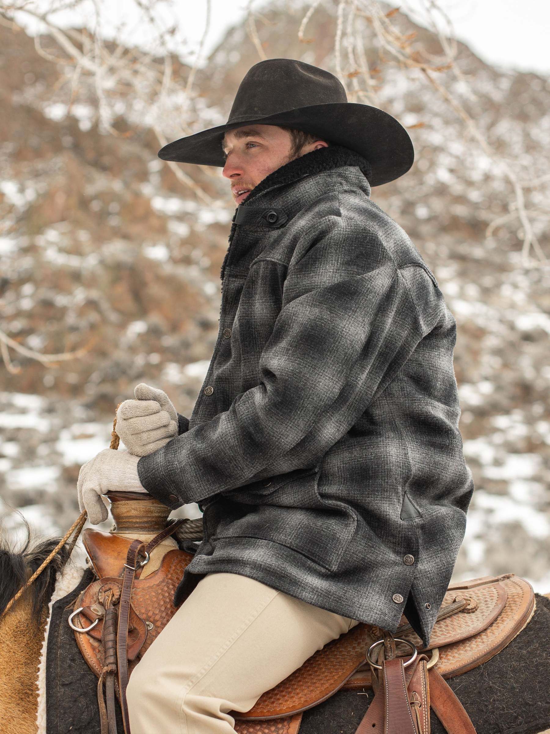 Wool Coat With Shearling Collar