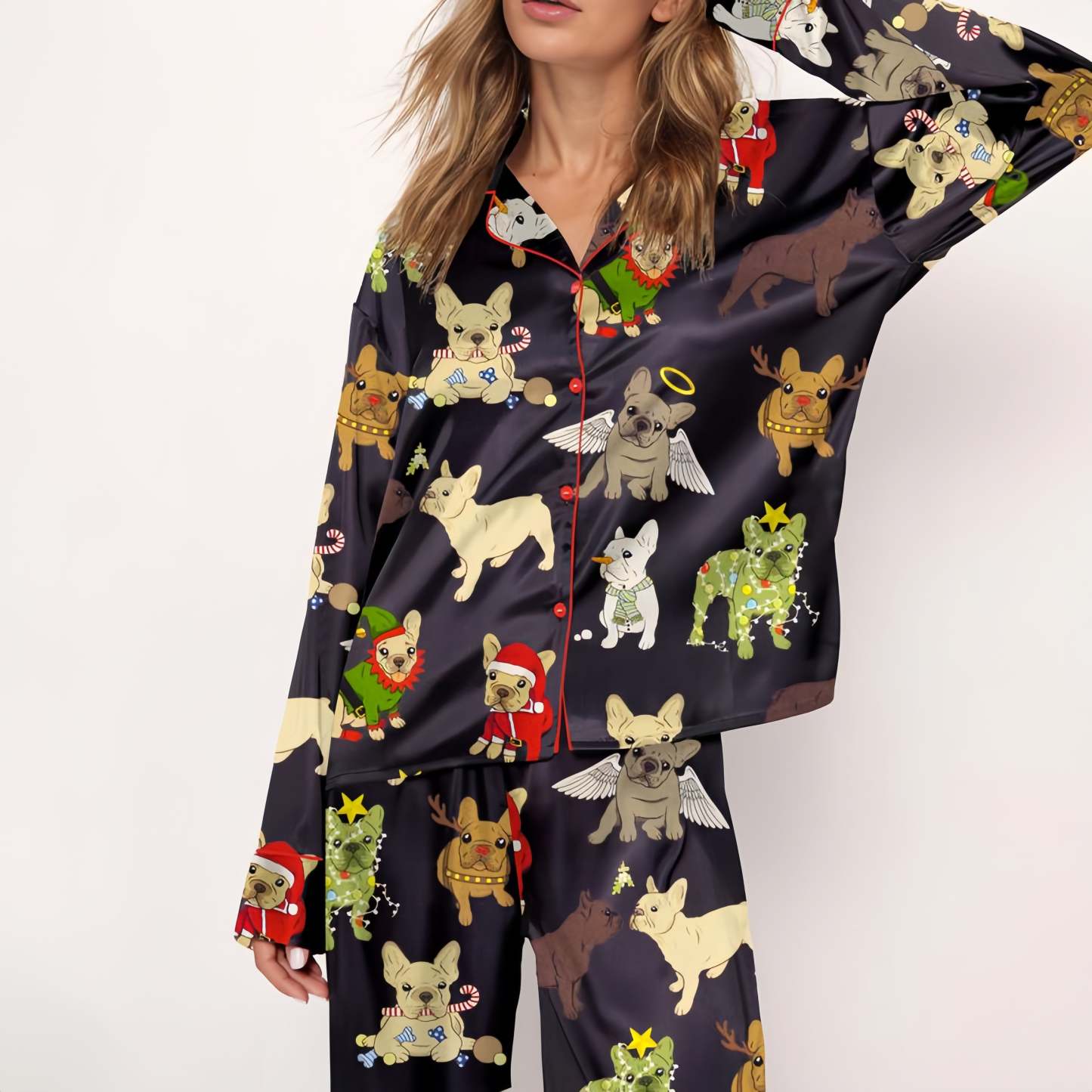 Christmas French Bulldog Women's Pajama Set