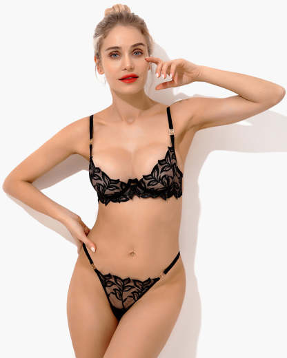 Embroidered Lace Bra and Panty 2 Sets