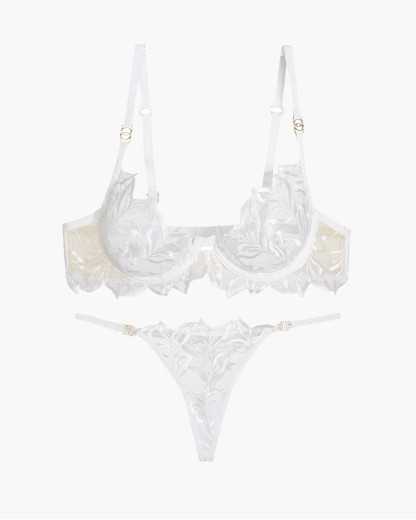 Embroidered Lace Bra and Thong 2 Sets