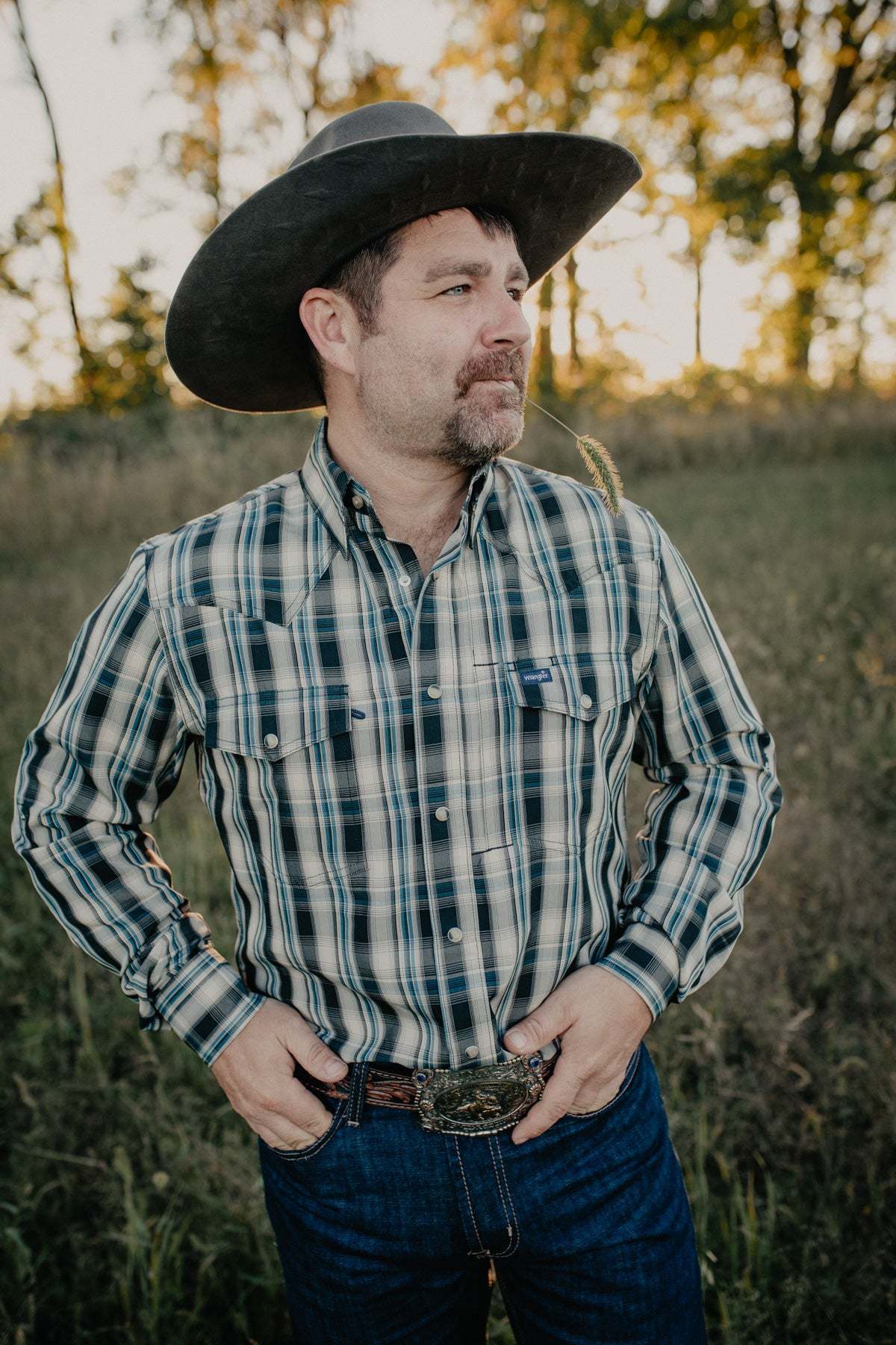 Wrangler Men's Plaid Performance Pearl Snap 