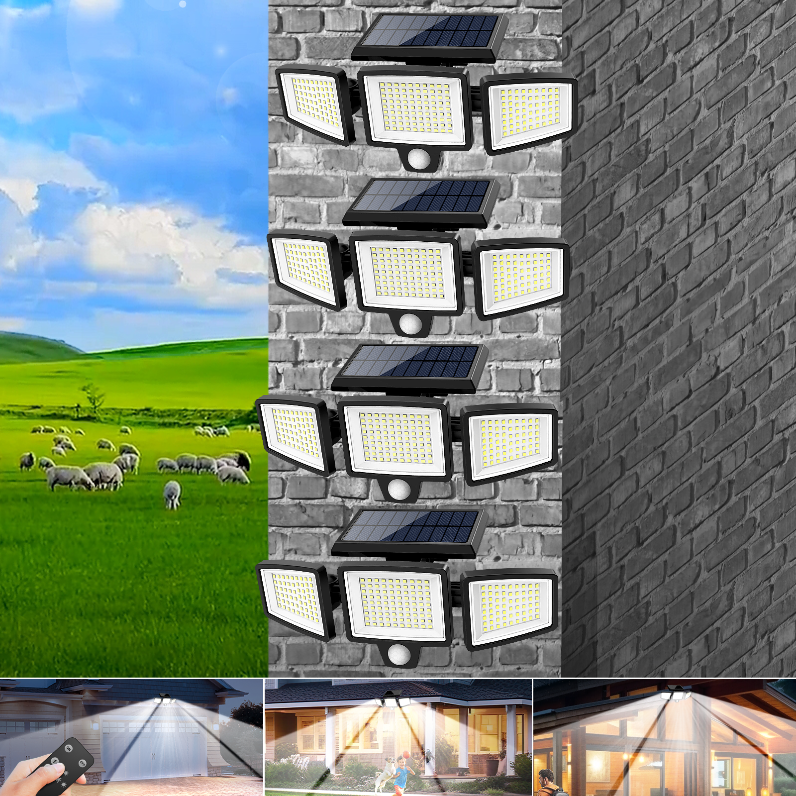 Solar LED Wall Light for Outdoor Use with Motion Sensor