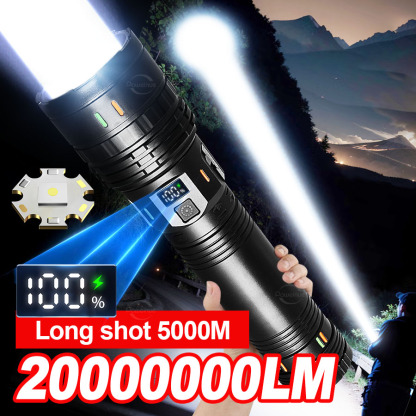 NEWEST 20000000LM Most Powerful LED Flashlights Super Bright Long Range 5000M Torch High Power Rechargeable Camping Lantern