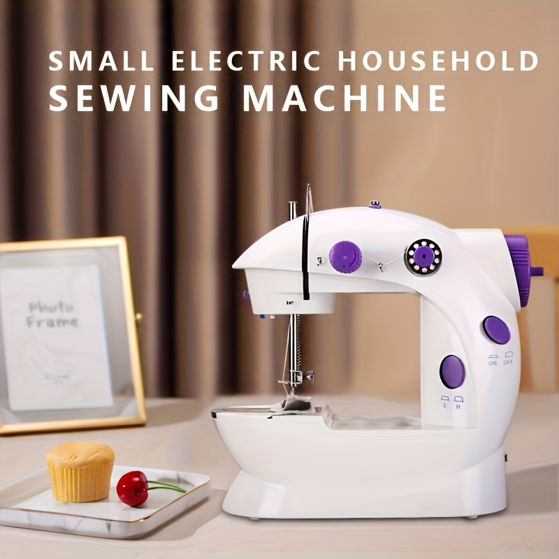 Mini Electric Sewing Machine Home Small Double Speed Household Portable Night Light Foot Pedal Straight Two Thread Beginner Kit