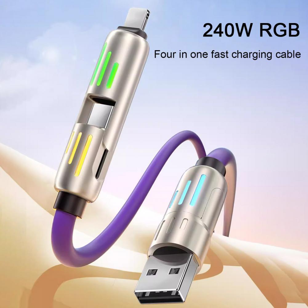 4-in-1 USB Charging Cord 240W Fast Charging Data Cable