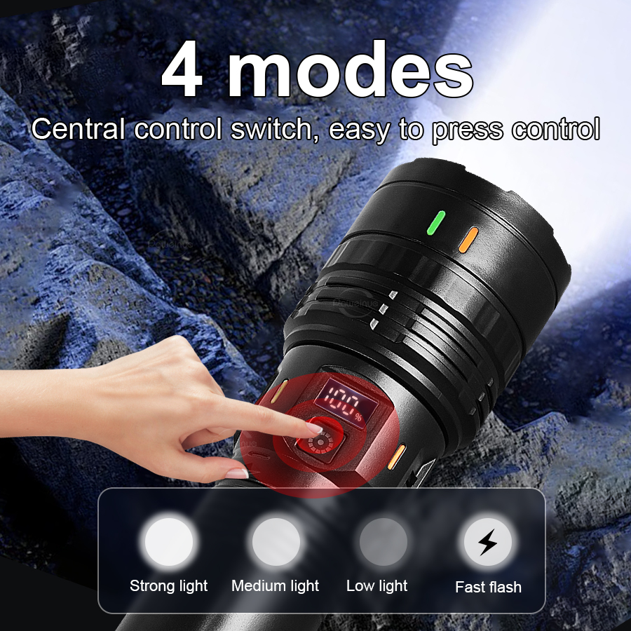 NEWEST 20000000LM Most Powerful LED Flashlights Super Bright Long Range 5000M Torch High Power Rechargeable Camping Lantern