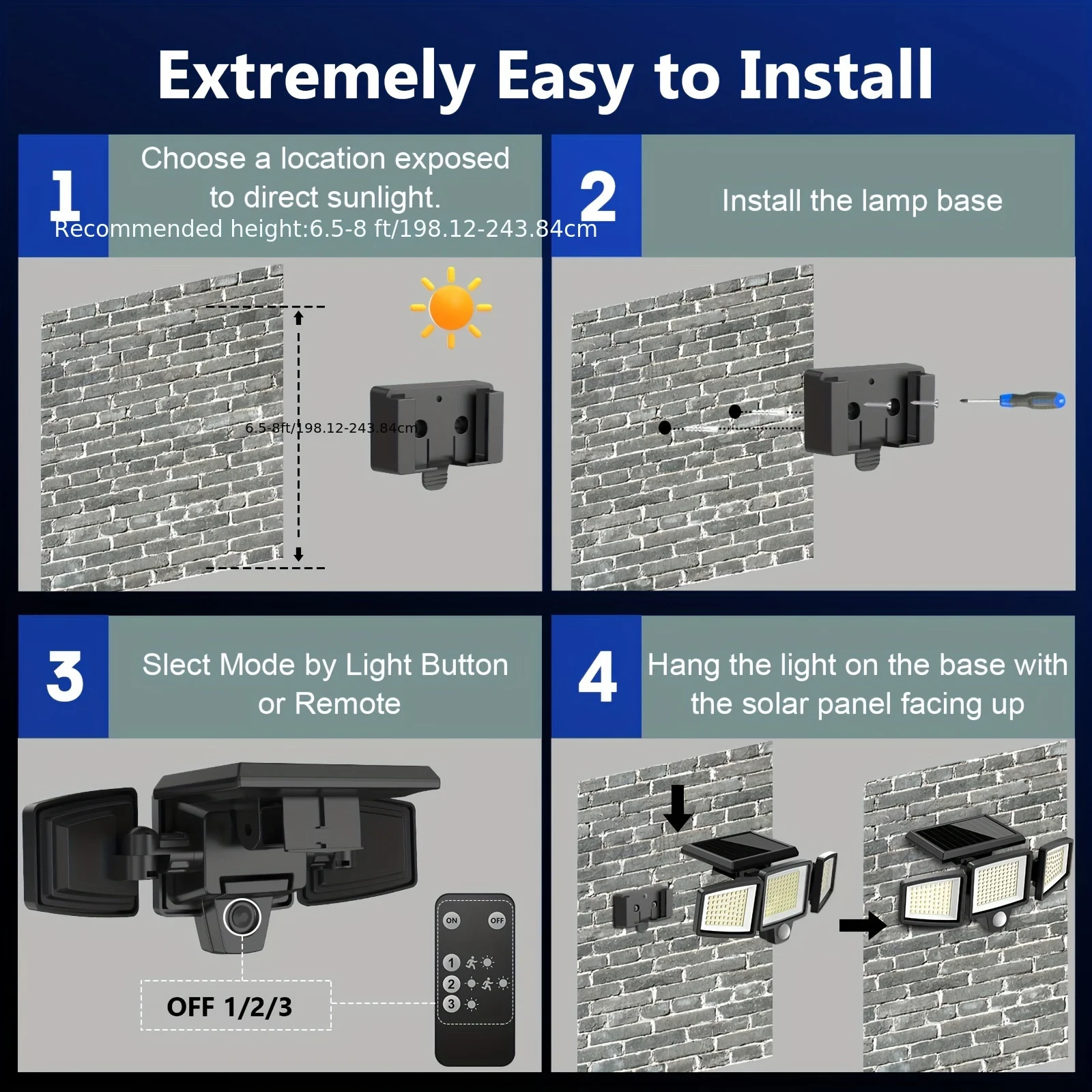 Solar LED Wall Light for Outdoor Use with Motion Sensor