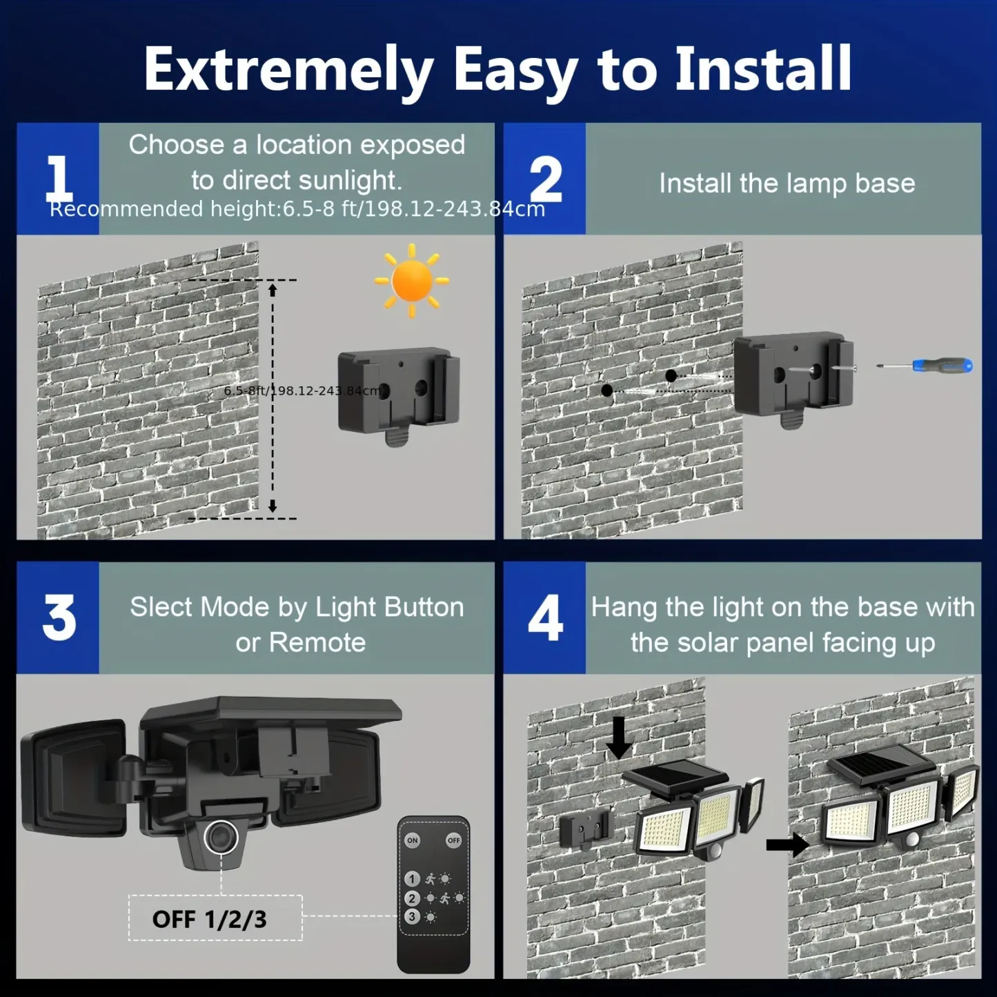 Solar LED Wall Light for Outdoor Use with Motion Sensor