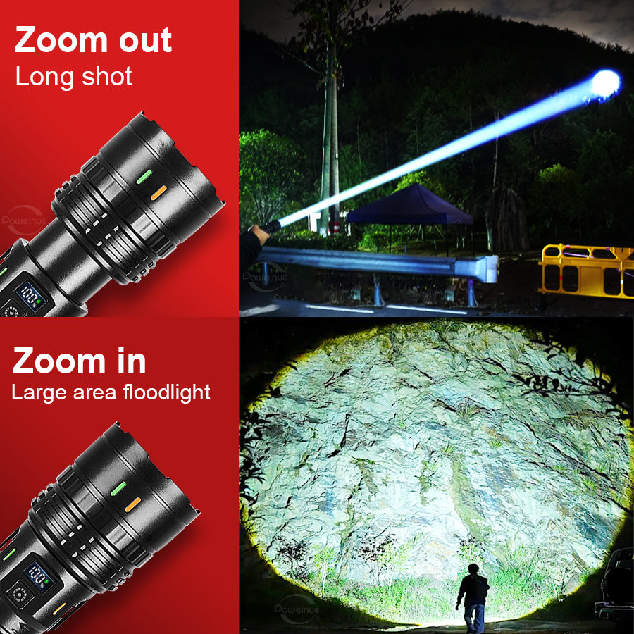 NEWEST 20000000LM Most Powerful LED Flashlights Super Bright Long Range 5000M Torch High Power Rechargeable Camping Lantern