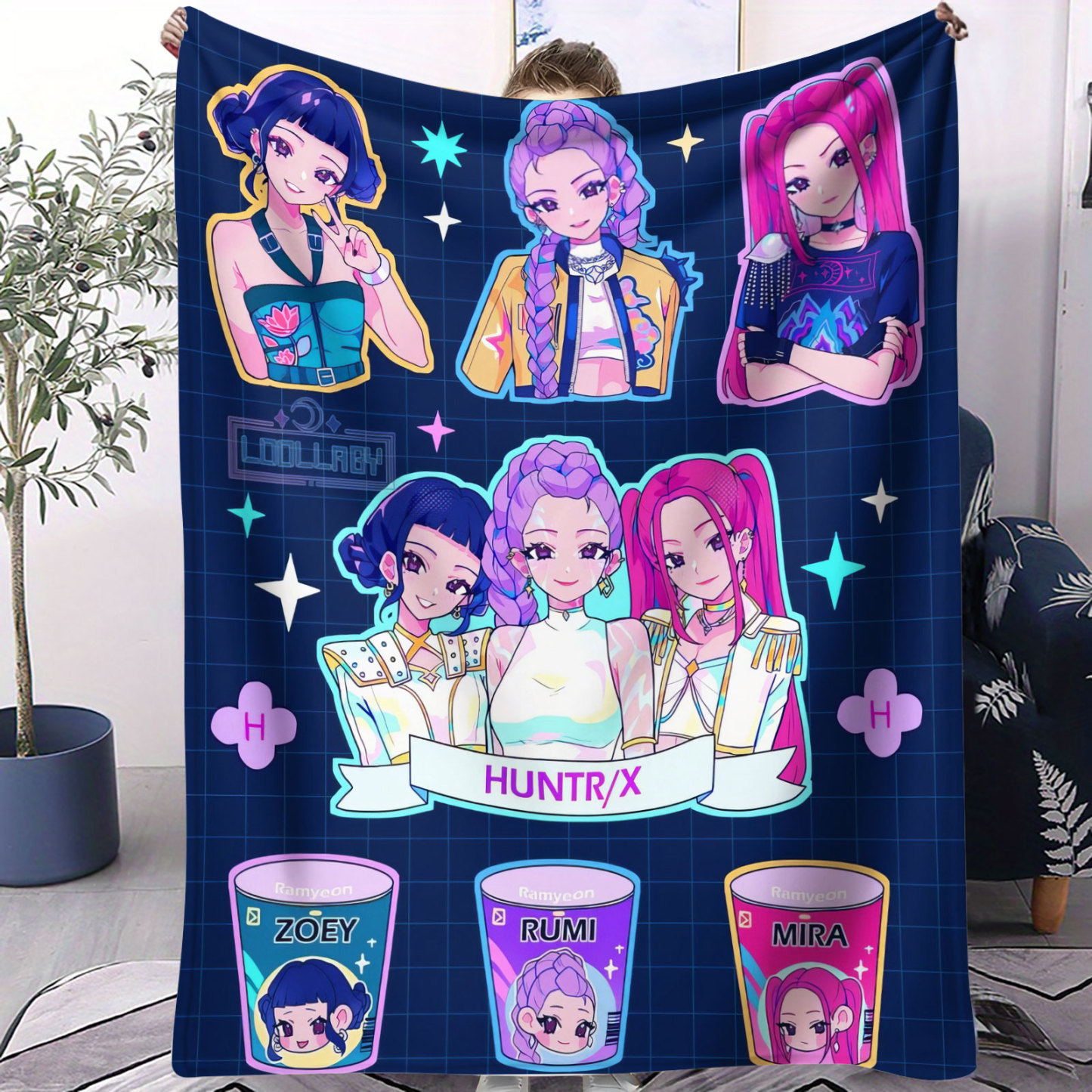 K-Pop Demon Hunter Flannel Throw Blanket Girl Team Hot Anime Warm Soft Winter Blanket for Living Room Sofa Bed Cover Fan Gift