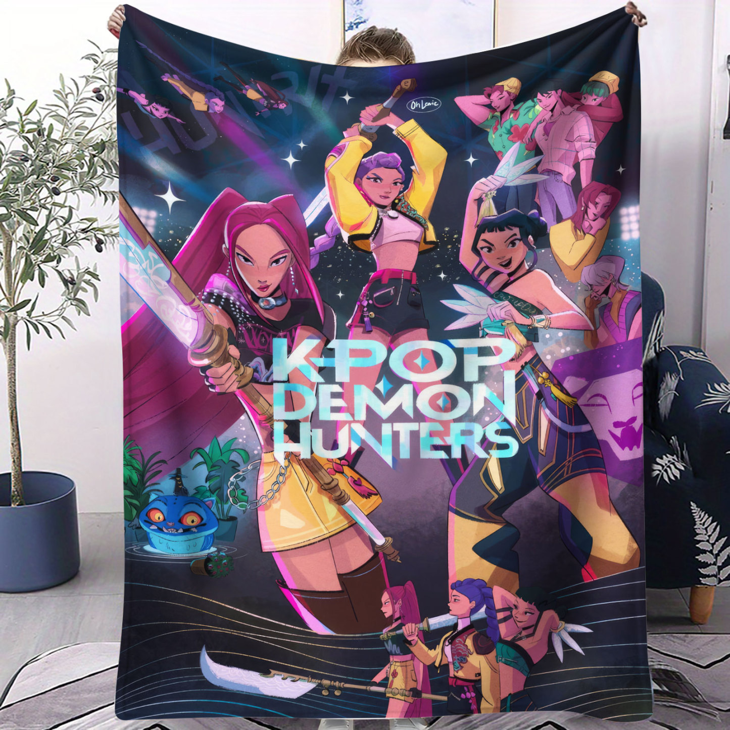 K-Pop Demon Hunter Flannel Throw Blanket Girl Team Hot Anime Warm Soft Winter Blanket for Living Room Sofa Bed Cover Fan Gift