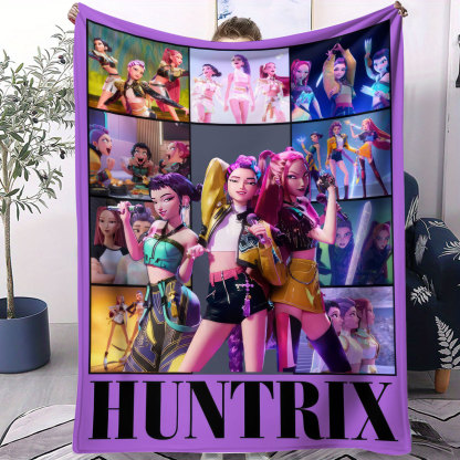 K-Pop Demon Hunter Flannel Throw Blanket Girl Team Hot Anime Warm Soft Winter Blanket for Living Room Sofa Bed Cover Fan Gift