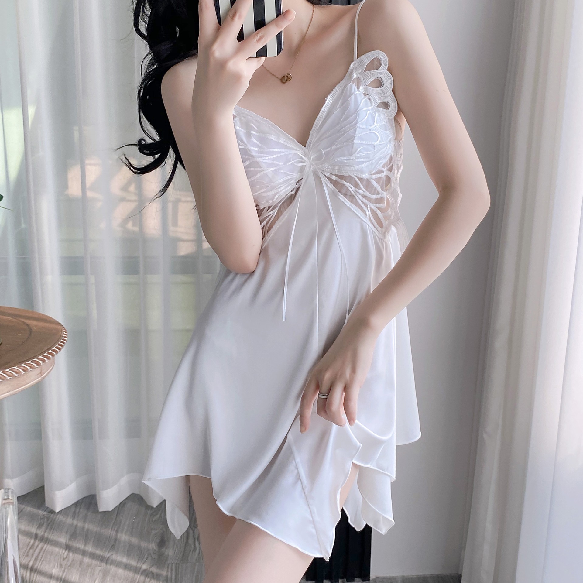 Butterfly Nightdress Set Sexy Lace Flower Robe
