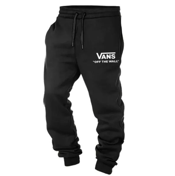 Men's Vintage Off The Wall Print Elastic Waist Drawstring Jogger Sweatpants