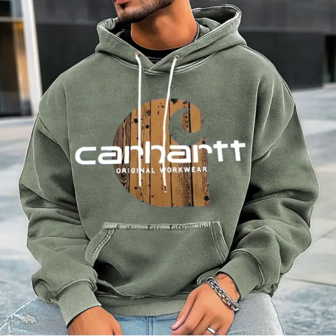 Men's Retro Street Outwork Print Hoodie