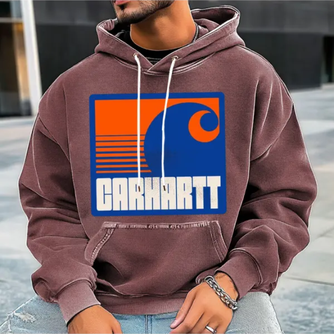 Men's Retro Street Outwork Print Hoodie