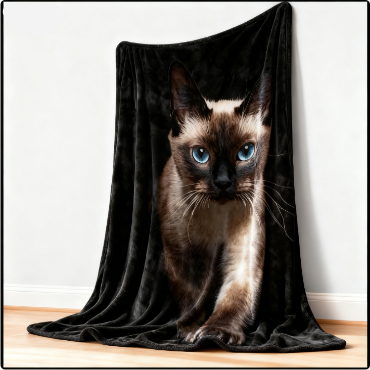 3D Cat Print Flannel Thick Blanket