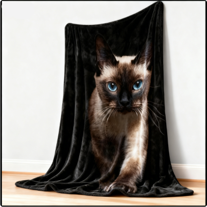 3D Cat Print Flannel Thick Blanket