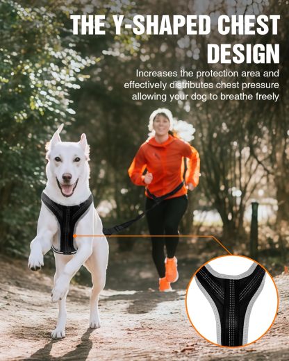 Dog harness suitable for running, skiing, cycling and pulling heavy loads – adjustable sled dog harness with leash and hip belt attachments, suitable for medium and large breeds.