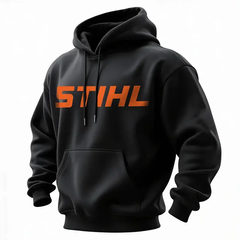 Retro Heavy Duty Style Stihl Hoodie – Built For The Job, Repairman's Hoodie, Logo On Arm, Workwear Shirt, Shirt for Gymmer, Trendy Fashion Streetwear