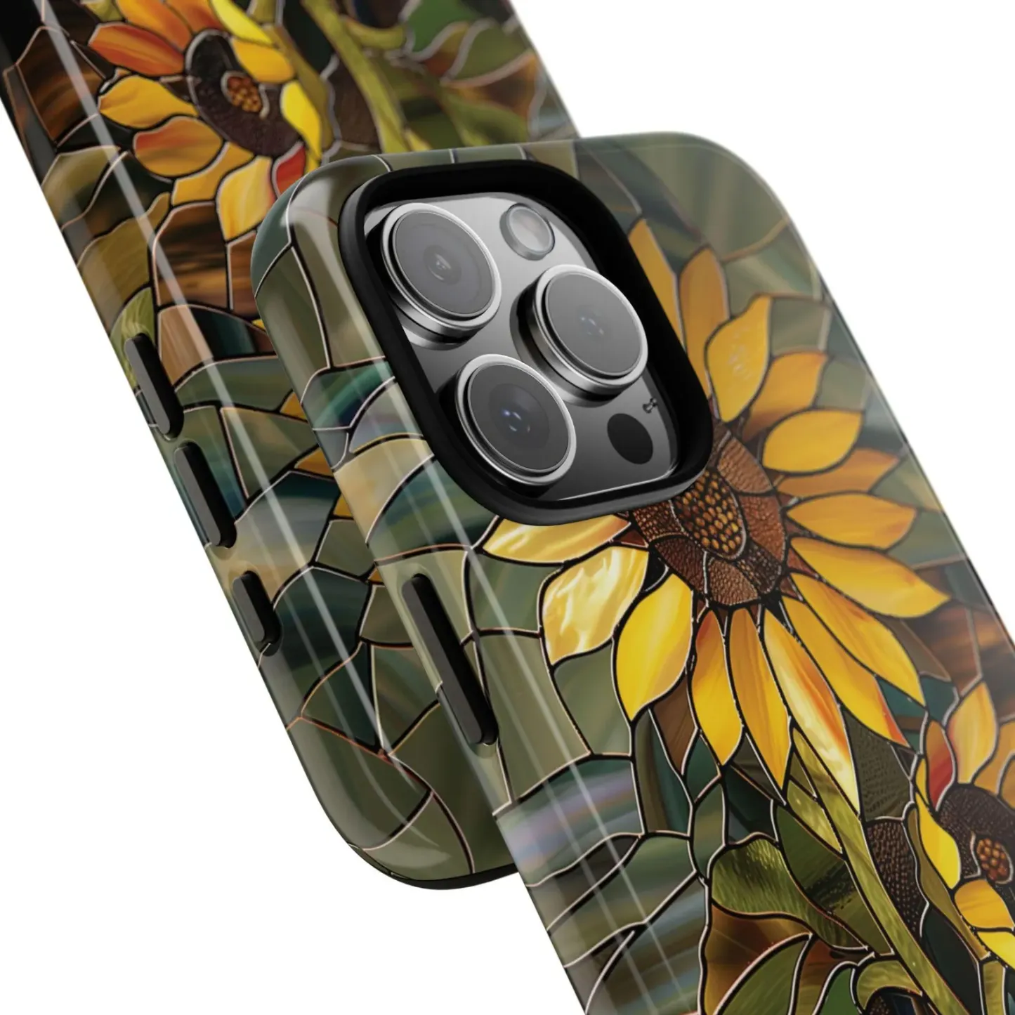 Fall Sunflowers Phone Case Faux Stained Glass Floral Case Flower Lovers Gift 