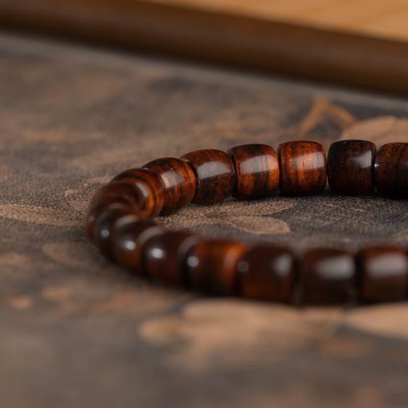 Hainan Huanghuali 8_7mm High-end Purple Oil Pear Straight-cut Single-circle Bracelet