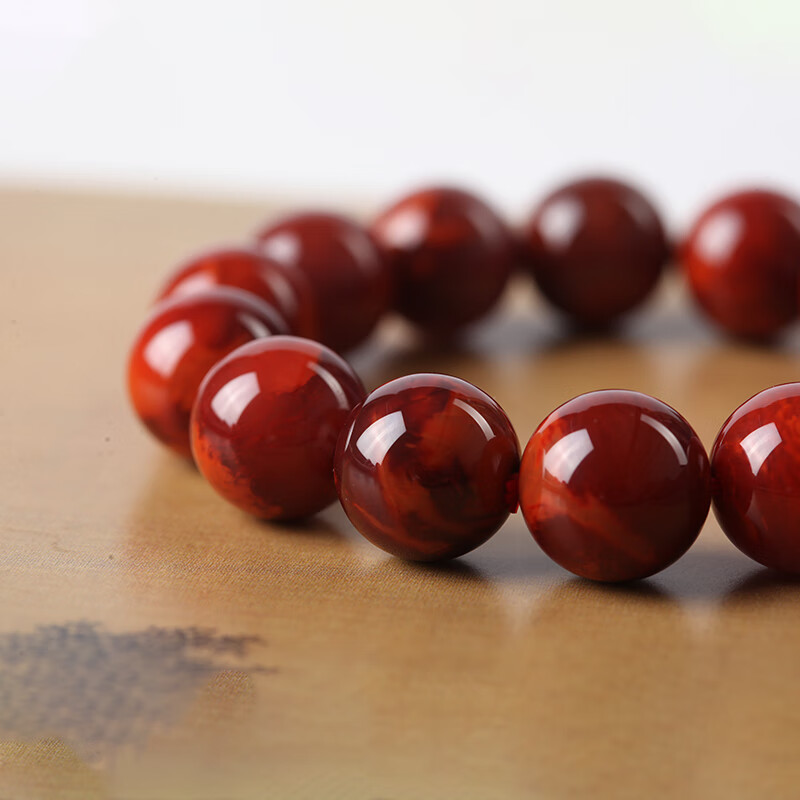 Collect the original ore, no glue cracks, Nanhong flame pattern 16MM bracelet