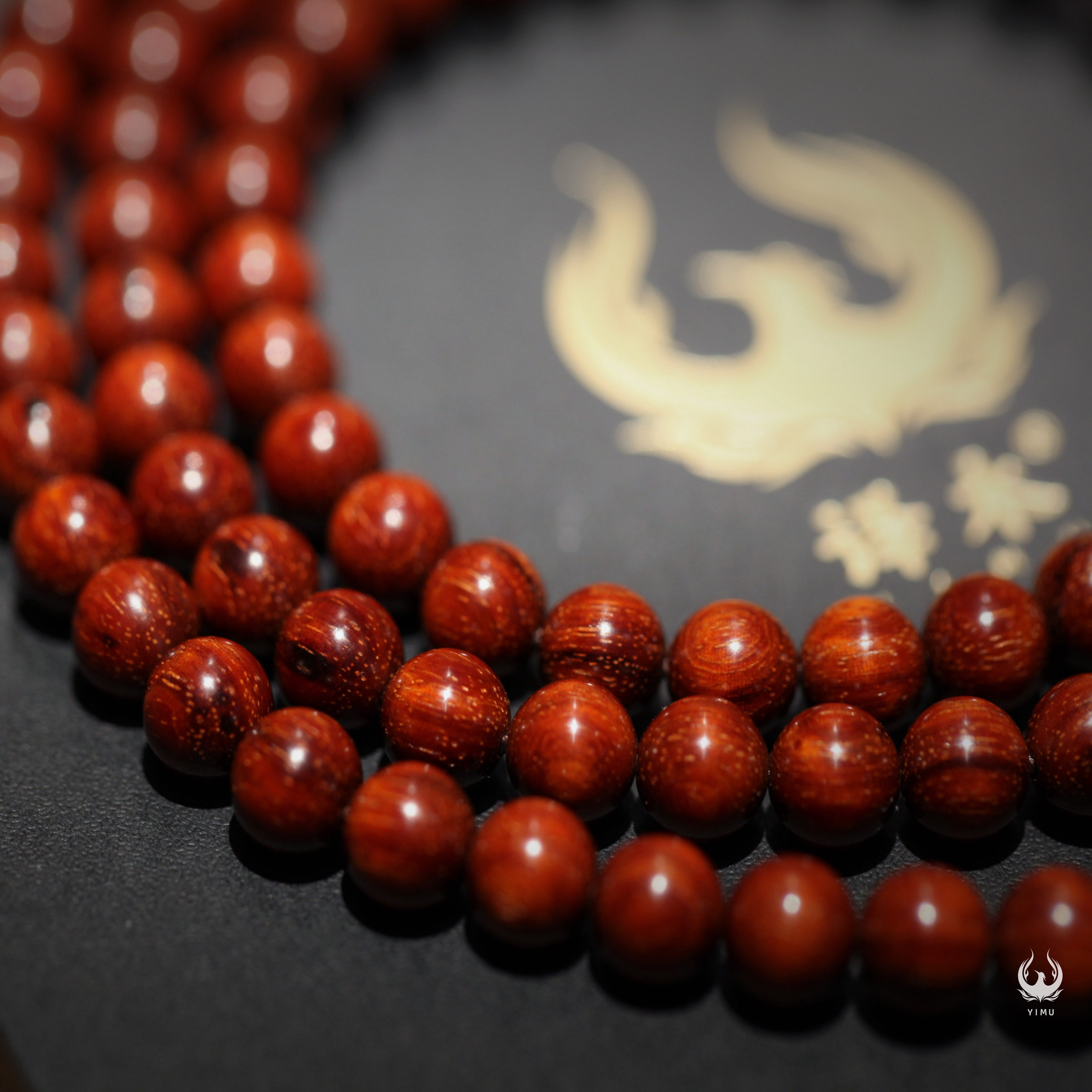 "Small-leaf Red Sandalwood Fine Gold Star Old Material" 0.7*108 bead bracelet