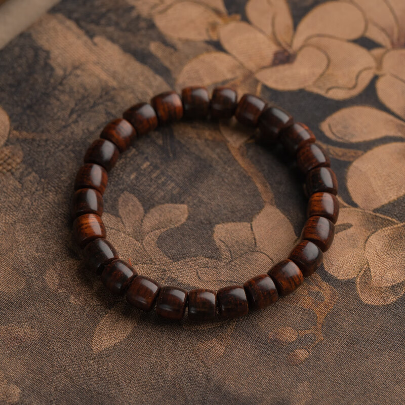 Hainan Huanghuali 8_7mm High-end Purple Oil Pear Straight-cut Single-circle Bracelet