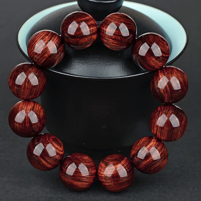 Hainan Huanghuali Purple Oil Pear Bracelet, High Oil Density Old Material with Water Wave Pattern