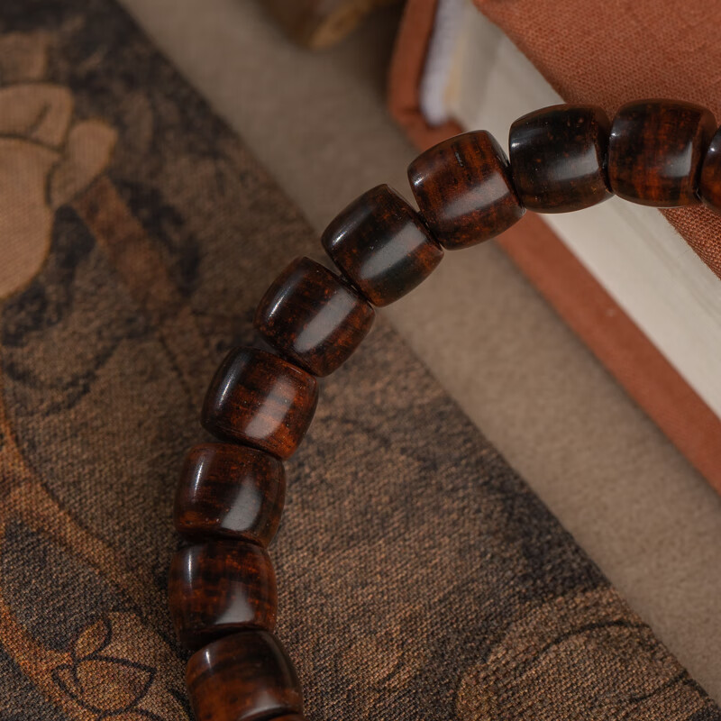 Hainan Huanghuali 8_7mm High-end Purple Oil Pear Straight-cut Single-circle Bracelet