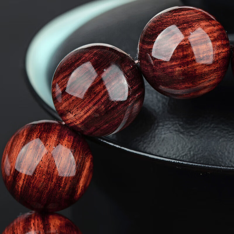 Hainan Huanghuali Purple Oil Pear Bracelet, High Oil Density Old Material with Water Wave Pattern