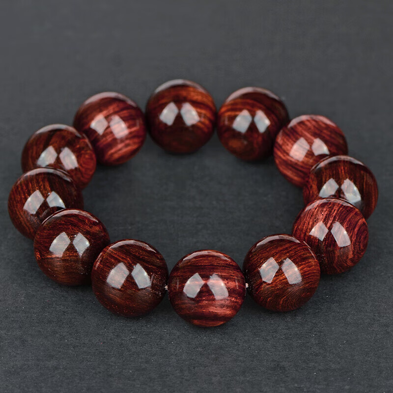 Hainan Huanghuali Purple Oil Pear Bracelet, High Oil Density Old Material with Water Wave Pattern