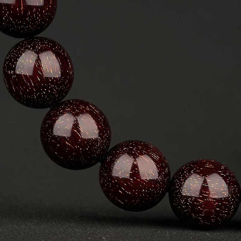 Collectible grade fully starred 15mm 108-piece small-leaf red sandalwood bracelet