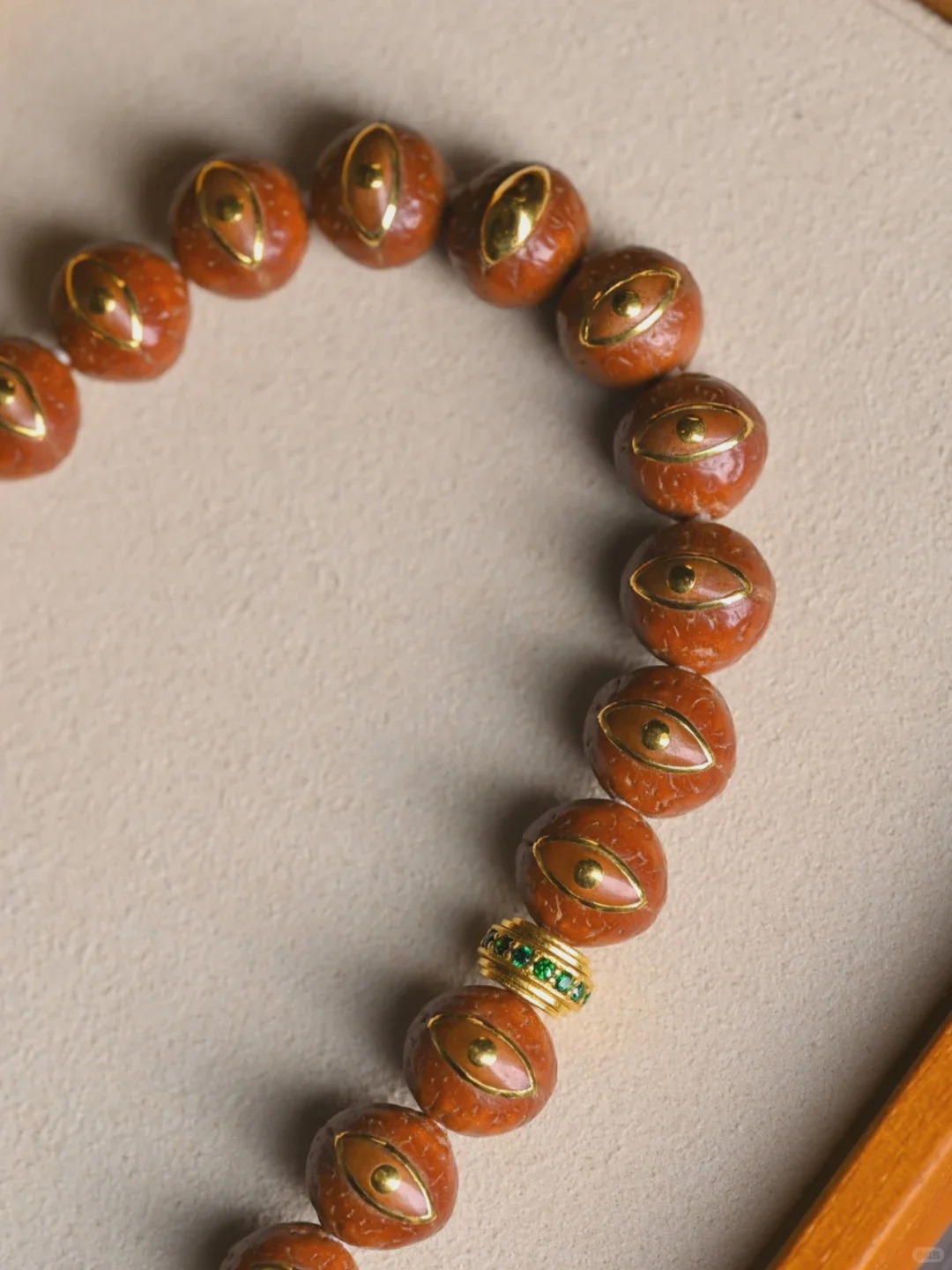 [Exquisite Gold-Inlaid] Patinated Phoenix-eye Bodhi 108 Prayer Beads with Gilt & Turquoise Ritual Accessories | Collectible Curio Bracelet