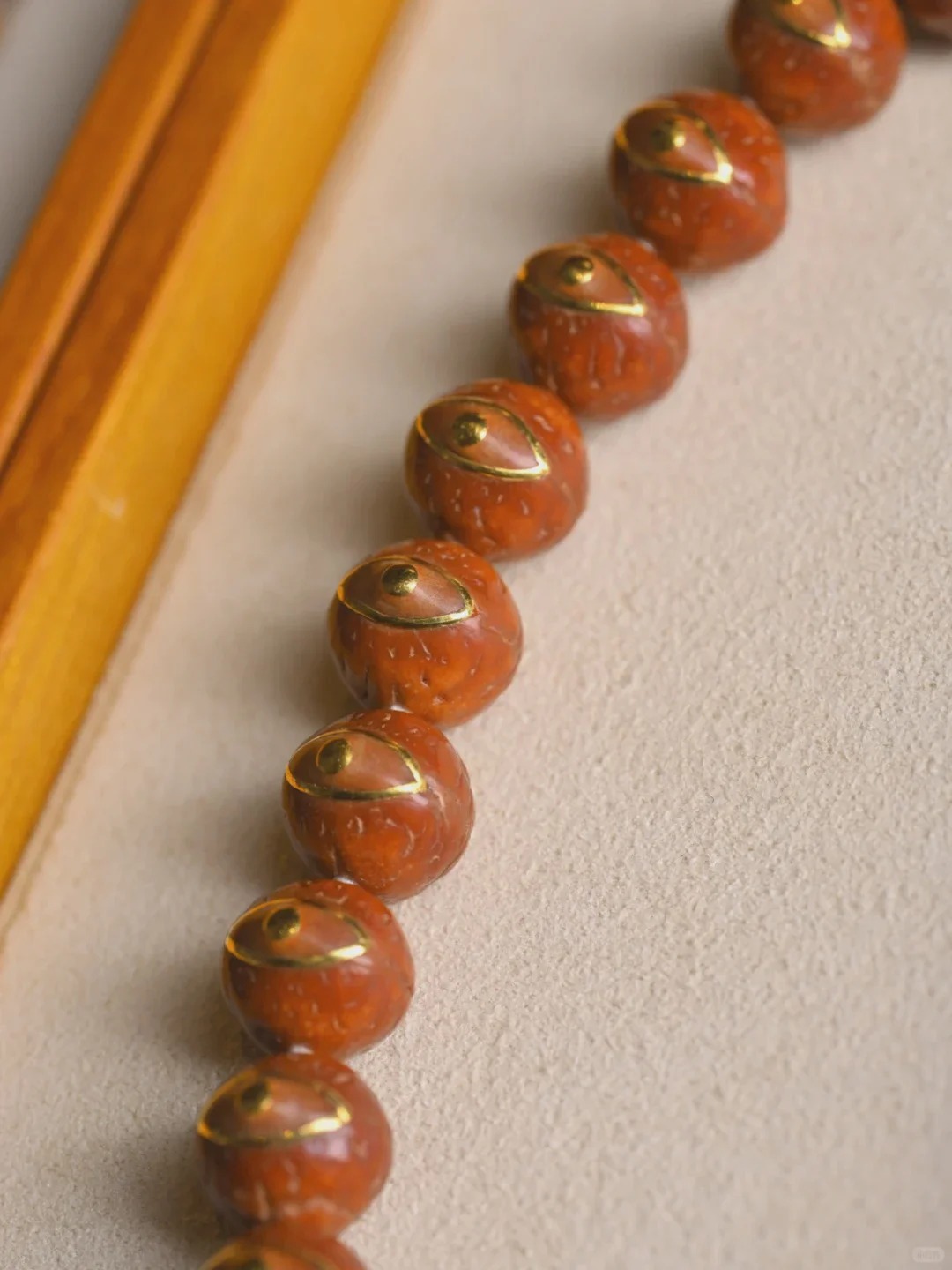 [Exquisite Gold-Inlaid] Patinated Phoenix-eye Bodhi 108 Prayer Beads with Gilt & Turquoise Ritual Accessories | Collectible Curio Bracelet