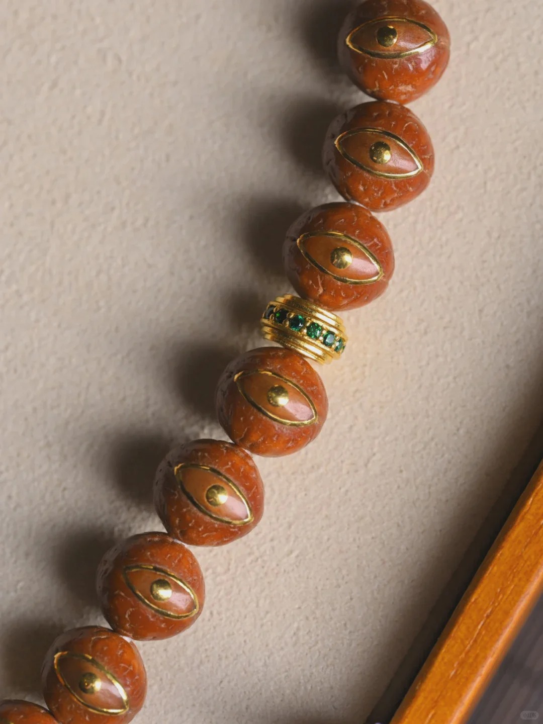 [Exquisite Gold-Inlaid] Patinated Phoenix-eye Bodhi 108 Prayer Beads with Gilt & Turquoise Ritual Accessories | Collectible Curio Bracelet