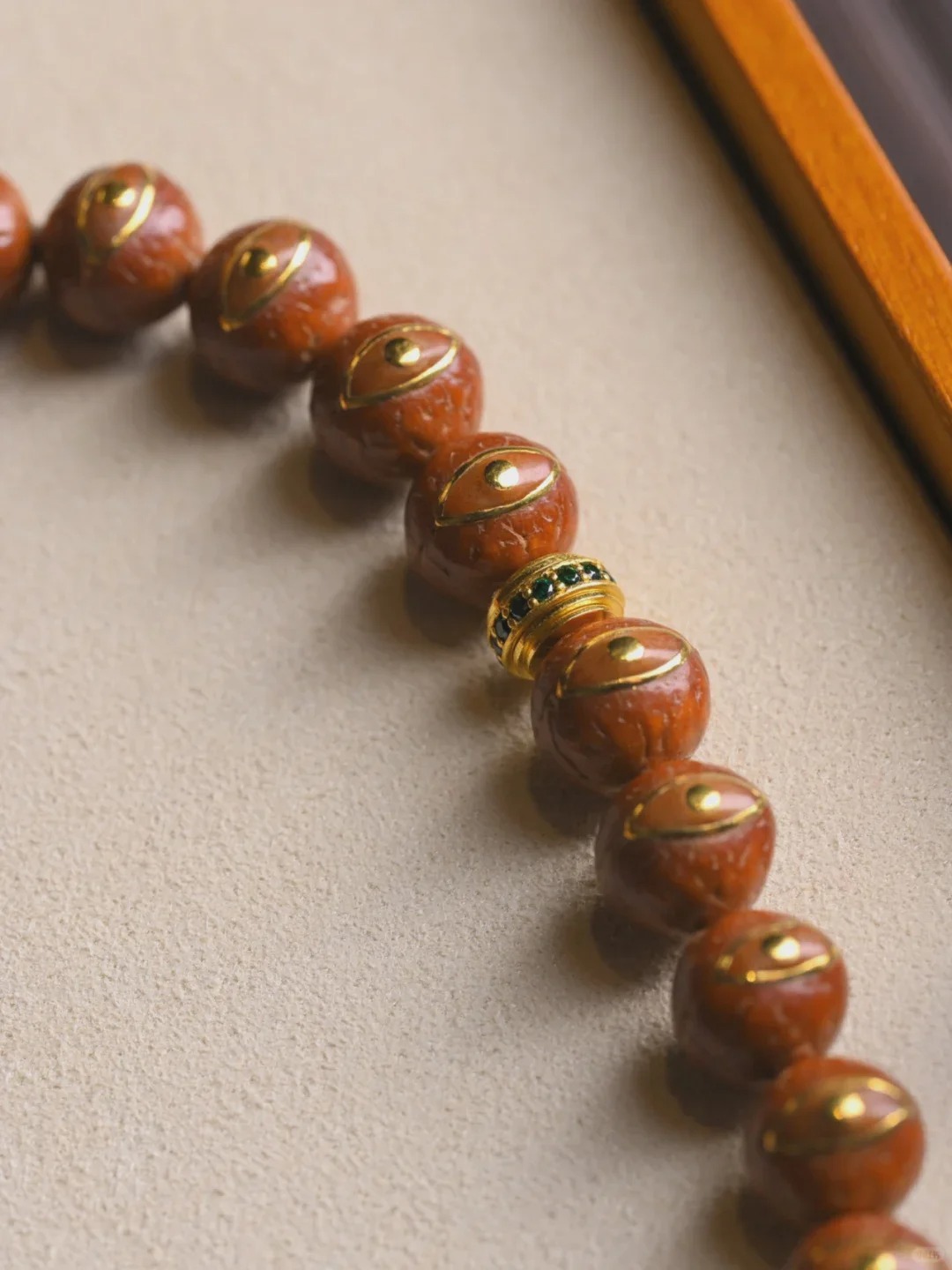 [Exquisite Gold-Inlaid] Patinated Phoenix-eye Bodhi 108 Prayer Beads with Gilt & Turquoise Ritual Accessories | Collectible Curio Bracelet