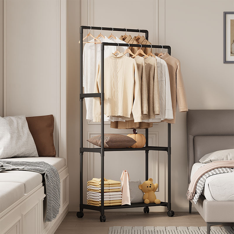 Movable floor-standing clothes hanger