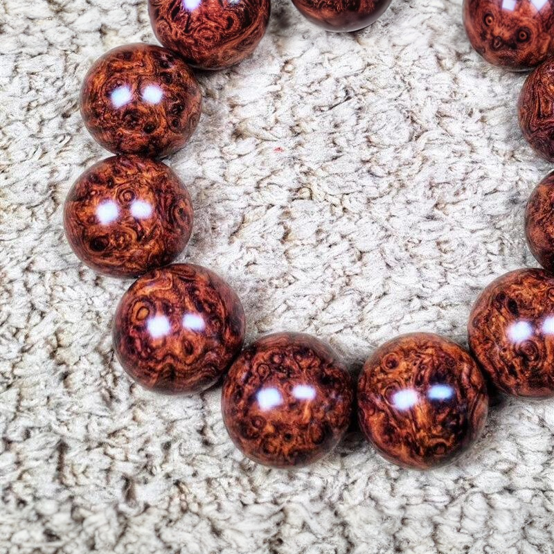 Unique Hainan golden-bottom purple oil pear bracelet with full burls and scars