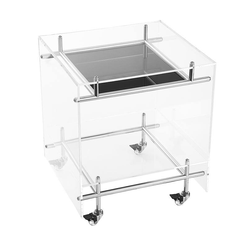 Acrylic mobile cart side table