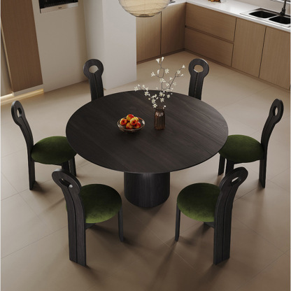 Vintage French round dining table and chairs